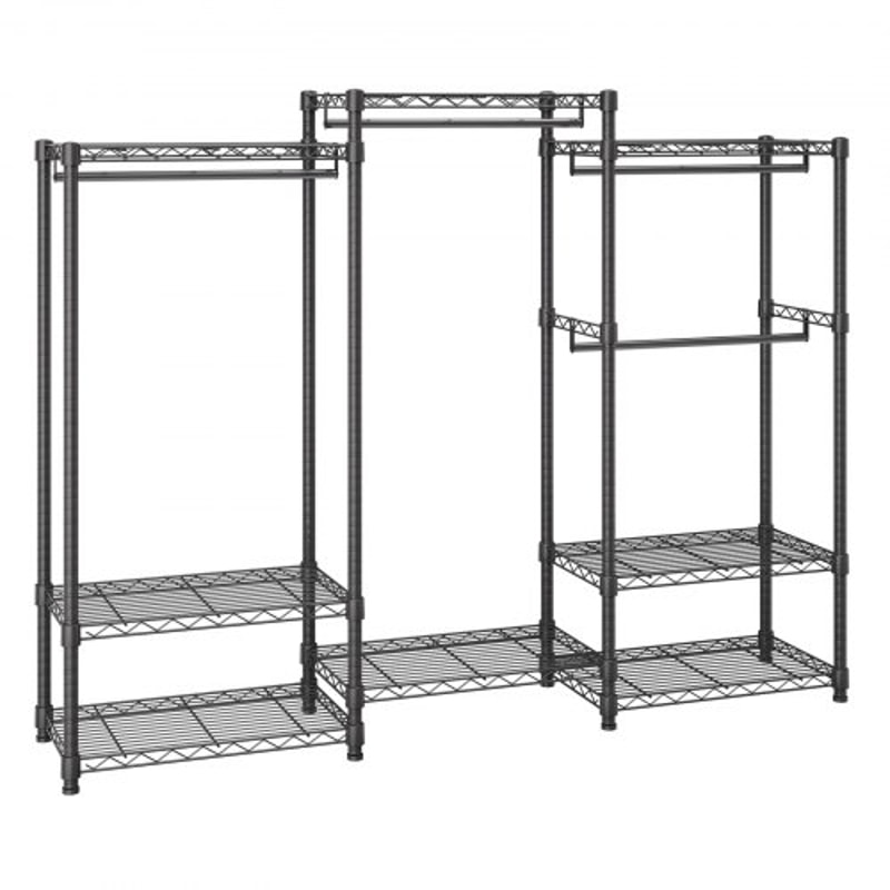 Premium Heavy Duty Clothes Rack Adjustable Rolling Garment Rack With 4 Rods 8 Shelves 7