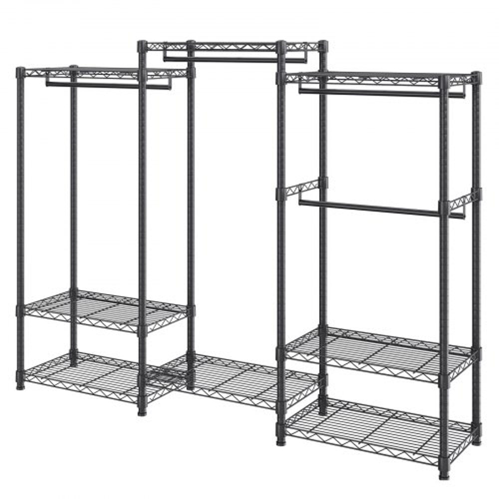 Premium Heavy Duty Clothes Rack Adjustable Rolling Garment Rack With 4 Rods 8 Shelves 8