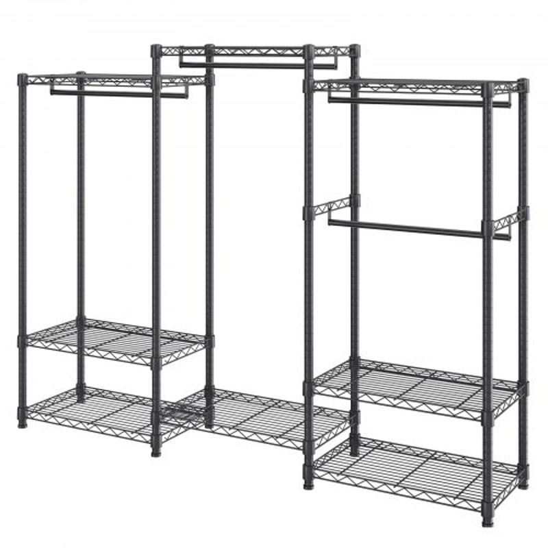 Premium Heavy Duty Clothes Rack Adjustable Rolling Garment Rack With 4 Rods 8 Shelves 8