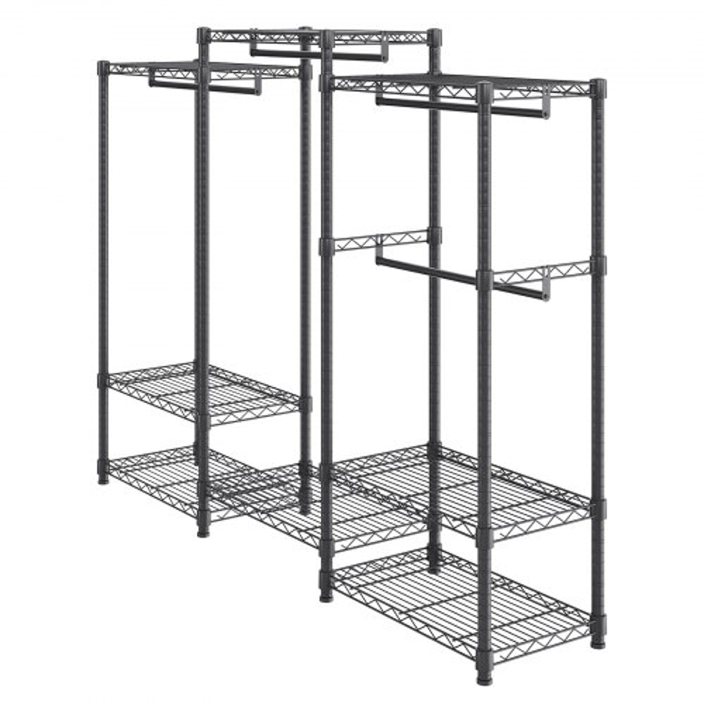 Premium Heavy Duty Clothes Rack Adjustable Rolling Garment Rack With 4 Rods 8 Shelves 9
