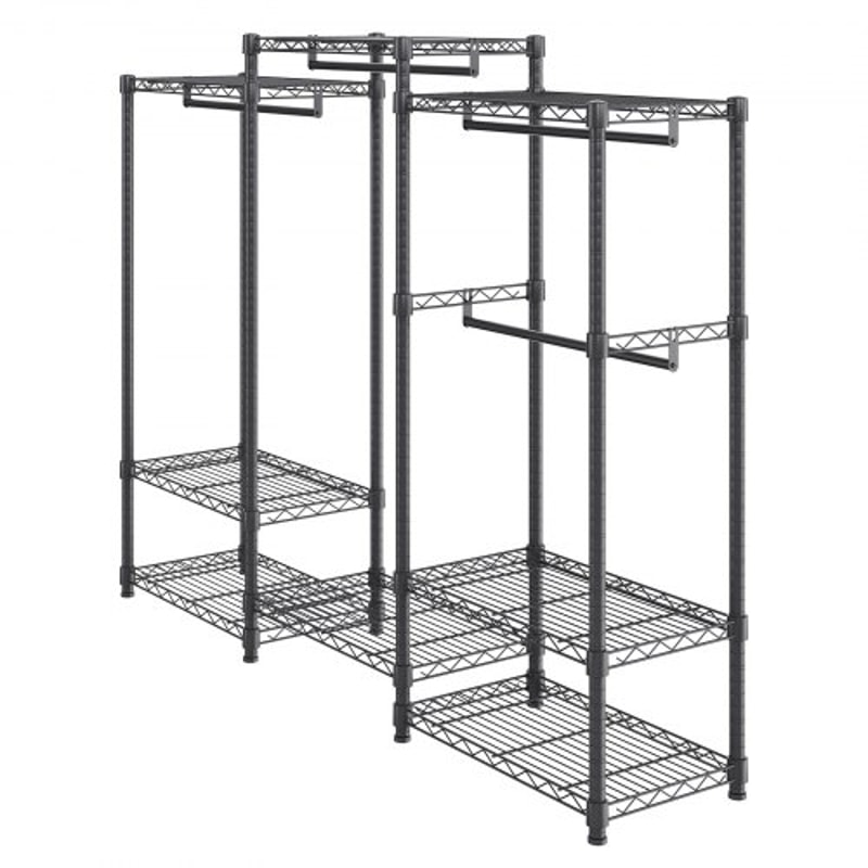Premium Heavy Duty Clothes Rack Adjustable Rolling Garment Rack With 4 Rods 8 Shelves 9