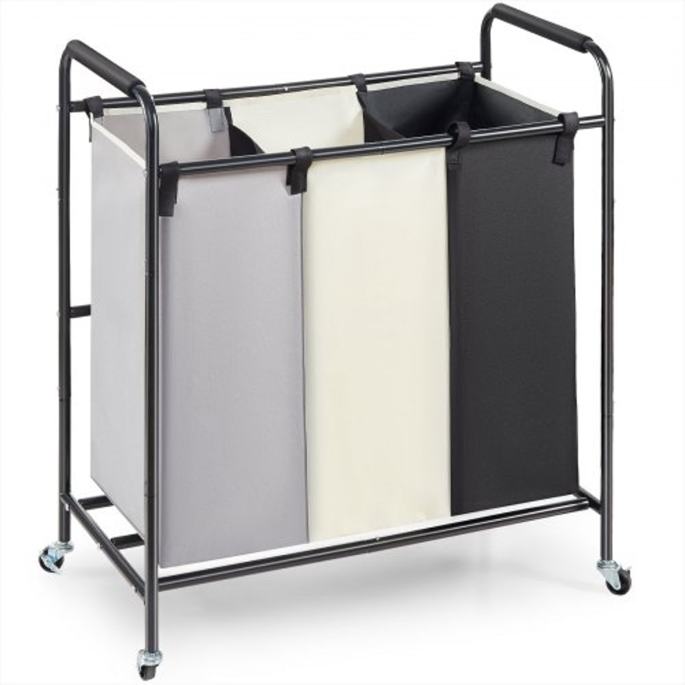 Heavy Duty 3 Section Laundry Sorter Cart With Lockable Wheels Rolling Laundry Organizer Storage Ha 0