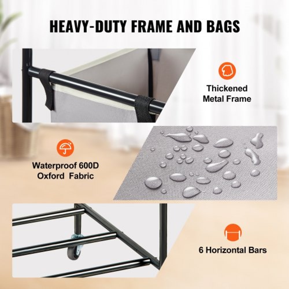 Heavy Duty 3 Section Laundry Sorter Cart With Lockable Wheels Rolling Laundry Organizer Storage Ha 2