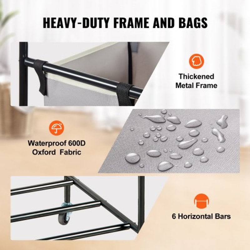 Heavy Duty 3 Section Laundry Sorter Cart With Lockable Wheels Rolling Laundry Organizer Storage Ha 2