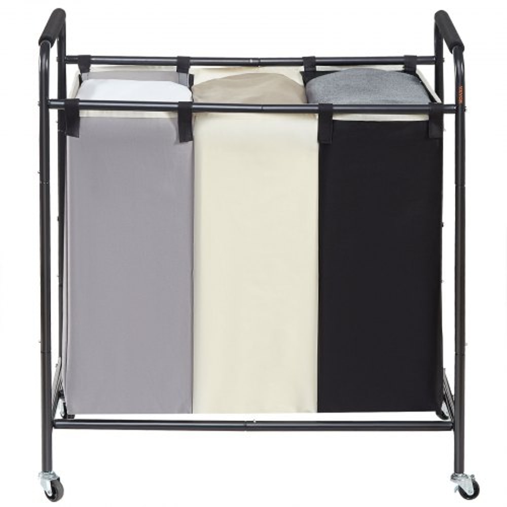 Heavy Duty 3 Section Laundry Sorter Cart With Lockable Wheels Rolling Laundry Organizer Storage Ha 7