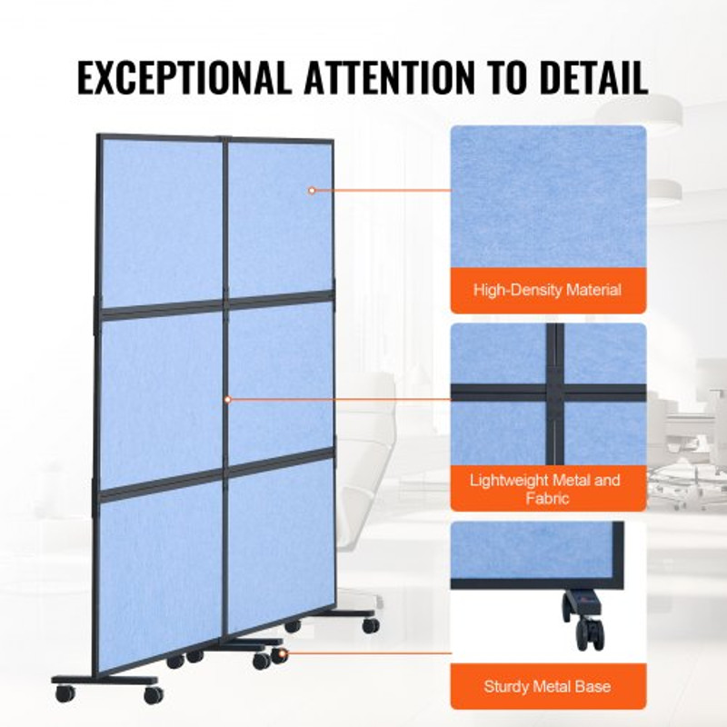 3Pack Light Gray Office Divider Wall NoiseReducing Partition Panels 72 X 66 Made Of Polyester 6
