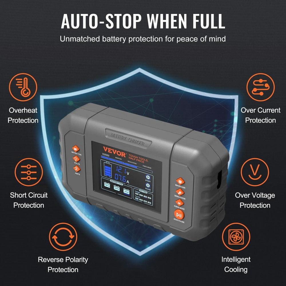 Smart Battery Charger Lithium LiFe Lead Acid AGM Gel SLA Car Charger With LCD Display Trickle Charg 1