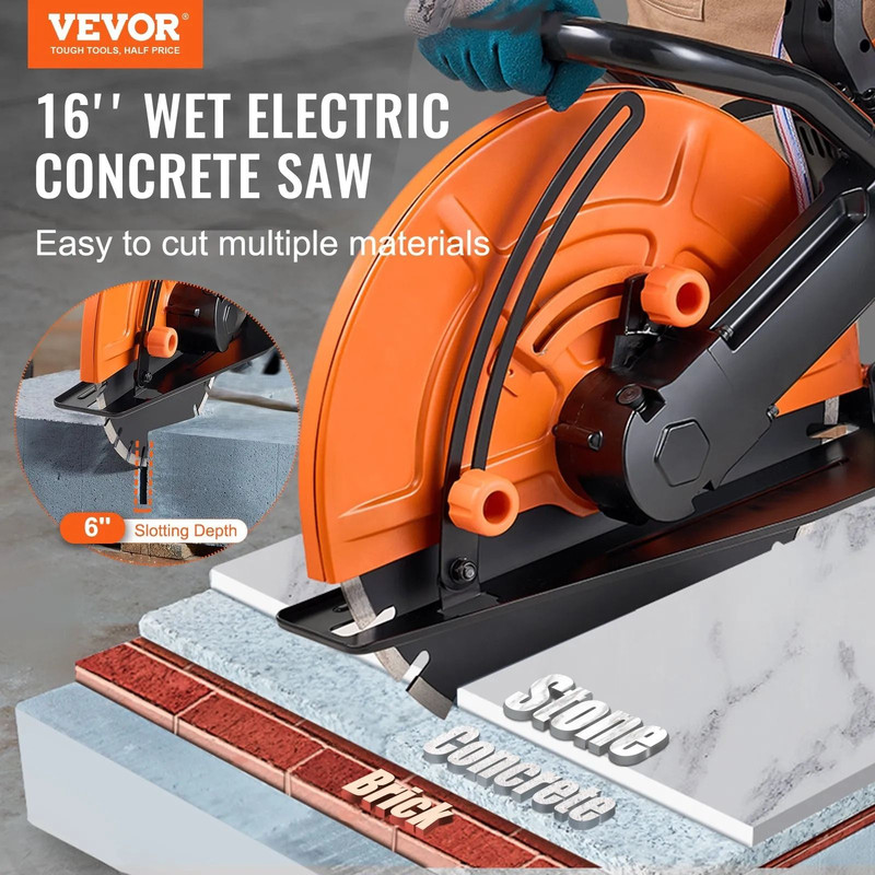 Electric Concrete Saw Wet Dry Circular Cutter With Pump And Blade Max Adjustable Depth For Cutting 5