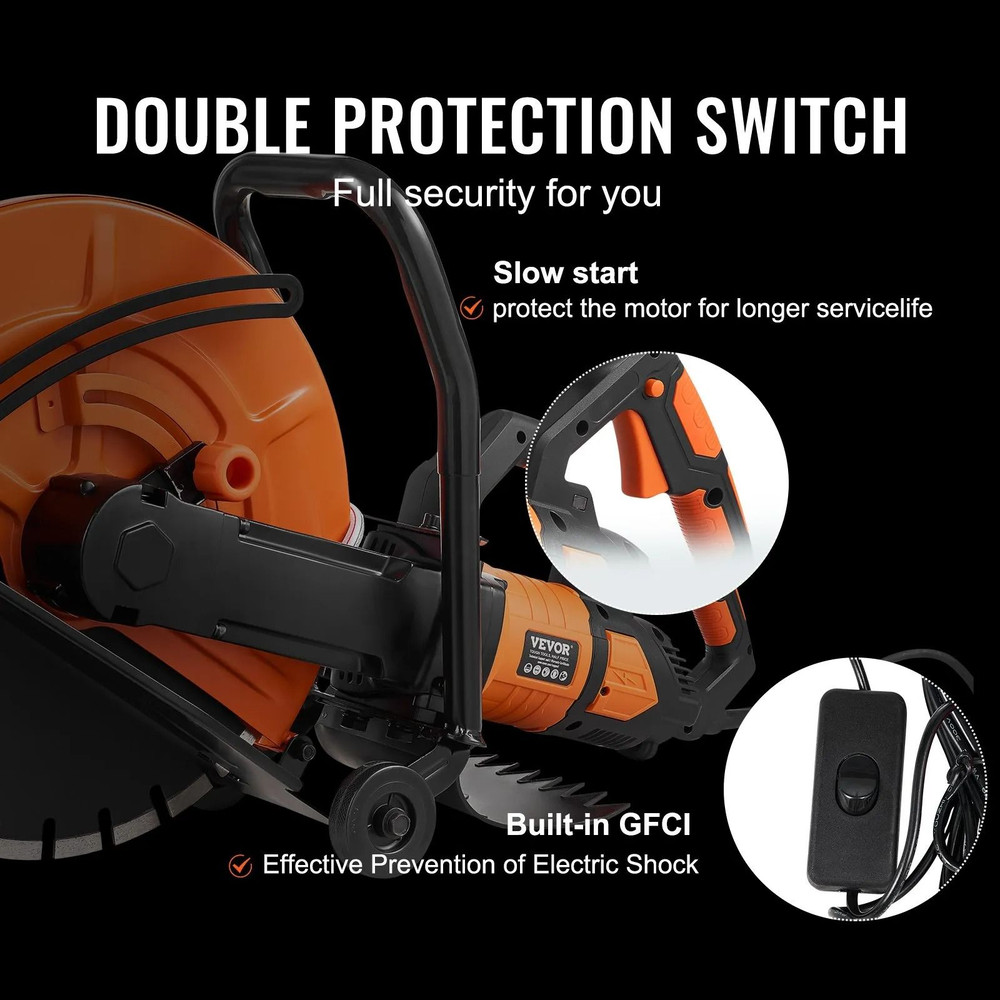 Electric Concrete Saw Wet Dry Circular Cutter With Pump And Blade Max Adjustable Depth For Cutting 4