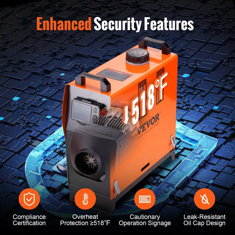 Portable Diesel Air Heater Bluetooth App Control All In One Heater With LCD Remote And Altitude Adj 1