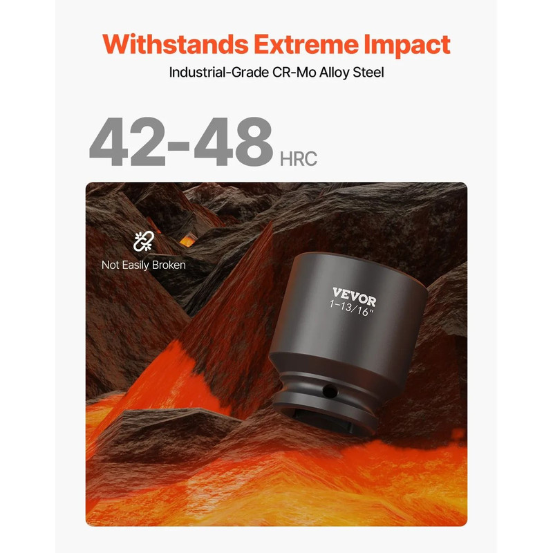 Impact Socket Set Point Sockets CRMO Alloy Steel SAE Durable Storage Case 2