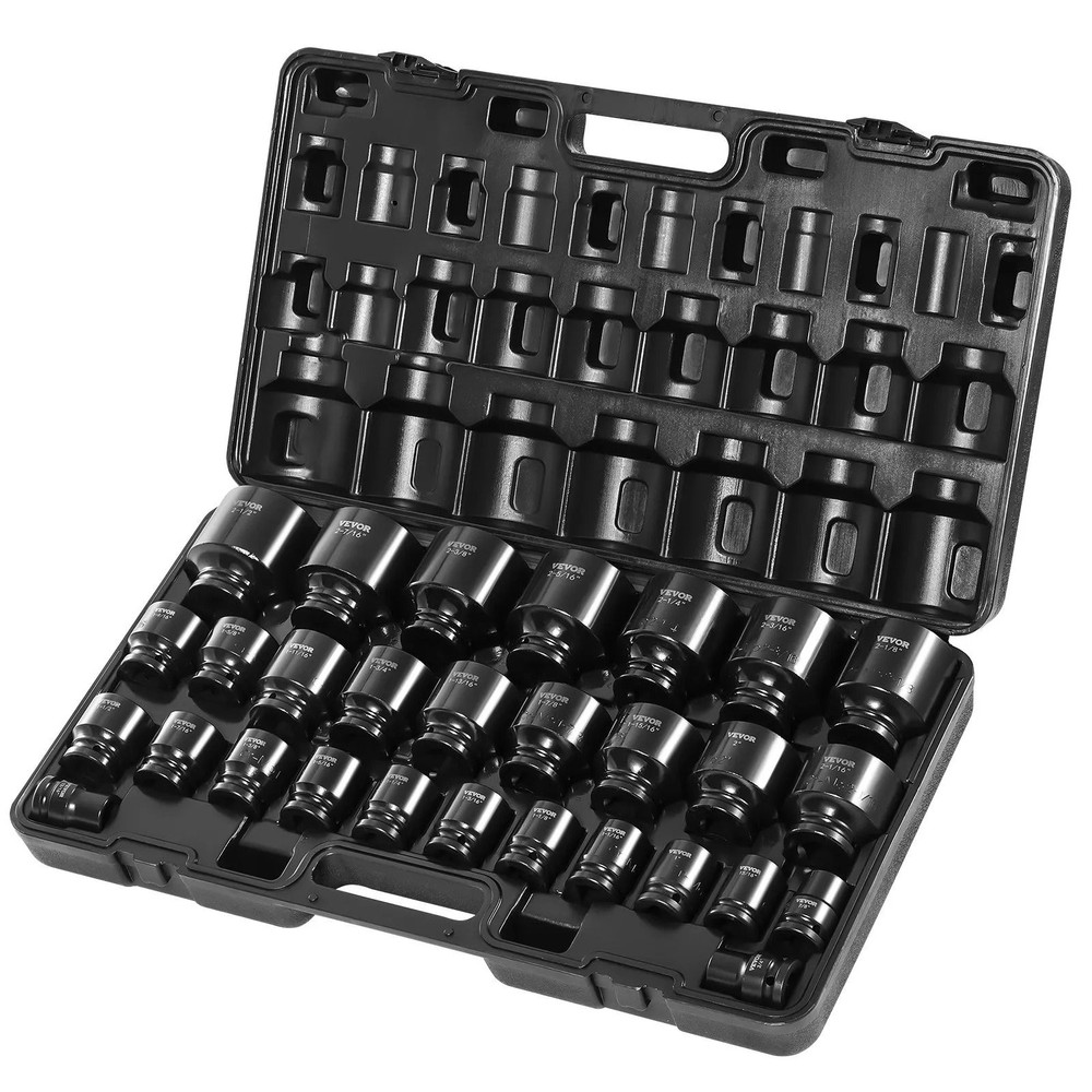 Impact Socket Set Point Sockets CRMO Alloy Steel SAE Durable Storage Case 5