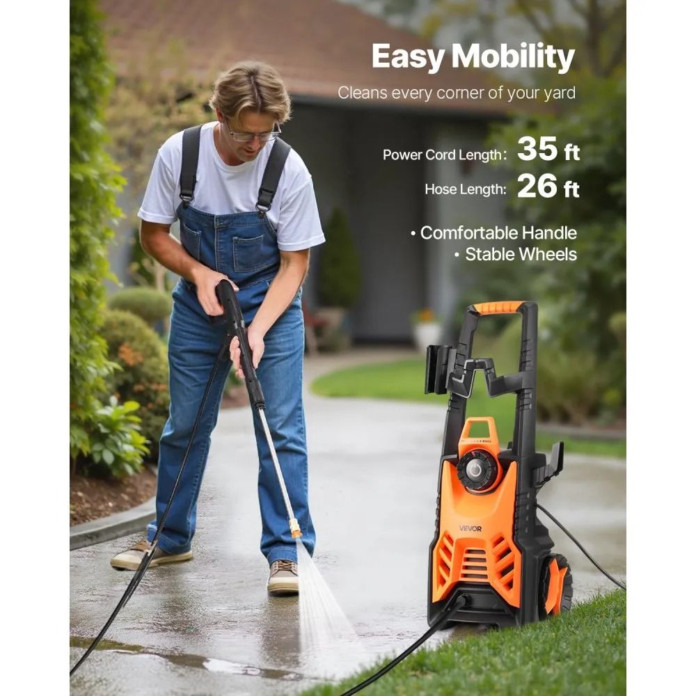 High Power Electric Pressure Washer Adjustable Pressure Quick Connect Nozzles Ideal For Cars Fences 2