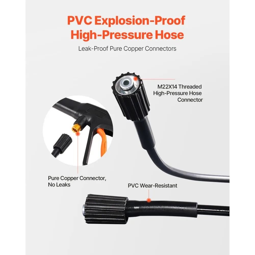 High Power Electric Pressure Washer Adjustable Pressure Quick Connect Nozzles Ideal For Cars Fences 6