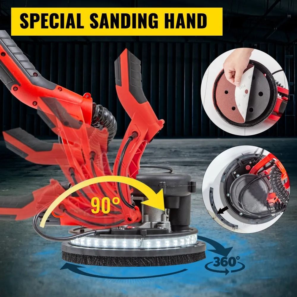 Electric Drywall Sander Foldable Sheetrock Sander With Telescope Handle Variable Speed RPM Wall San 3