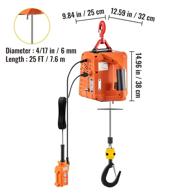 Electric Hoist Winch Portable Power Winch High Lift Height Crane With Wireless Wired Manual Remote 8