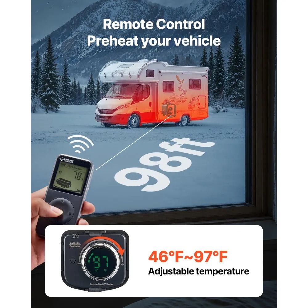 Portable Diesel Heater All In One Diesel Air Heater Remote Control Fast Heating Low Noise Fuel Tank