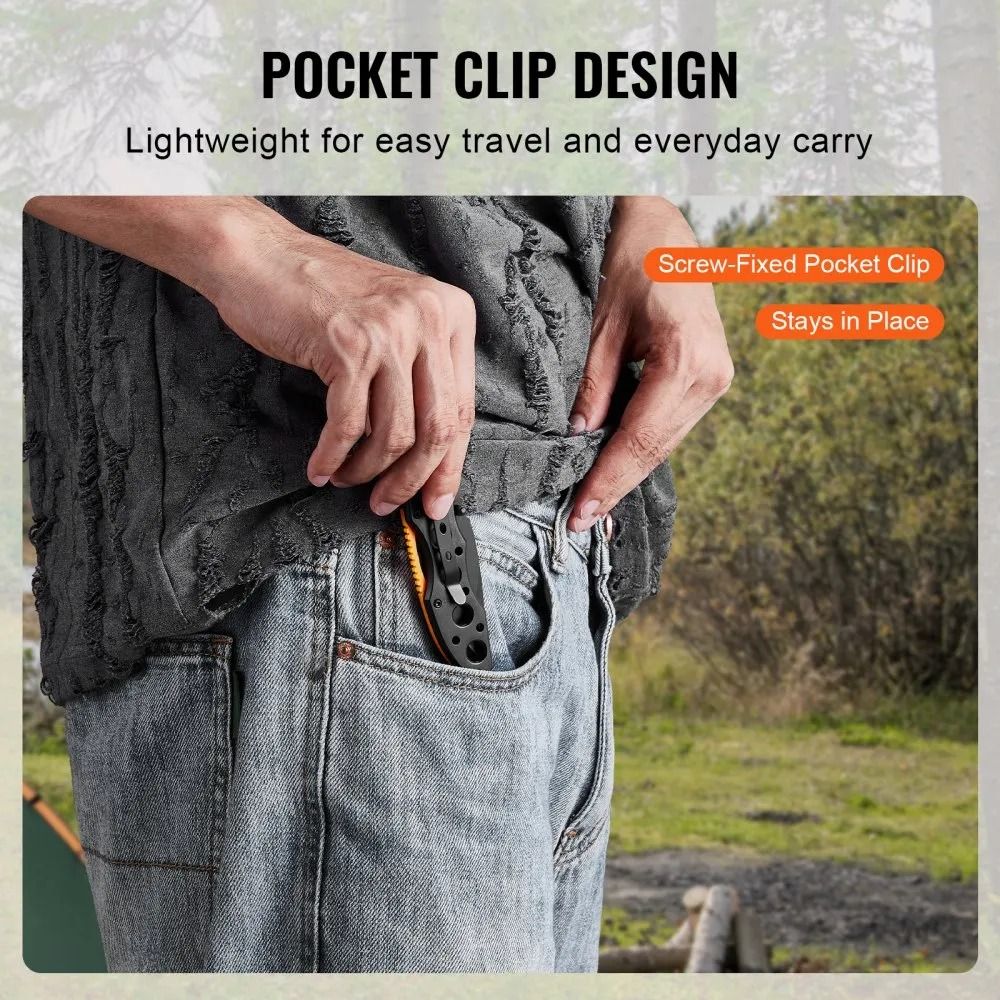 Folding Pocket Knife Blade Aluminum Handle Sharp EDC Camping Hiking Knife Lightweight Self Defense 1