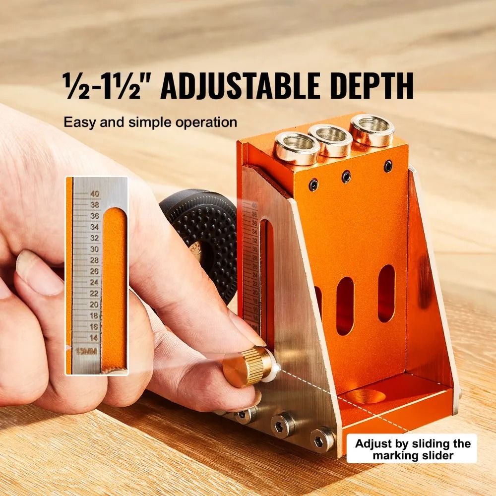 Adjustable Pocket Hole Jig System DIY Carpentry Kit With Step Drills Dual Scale Marks Drill Stop Ri 5