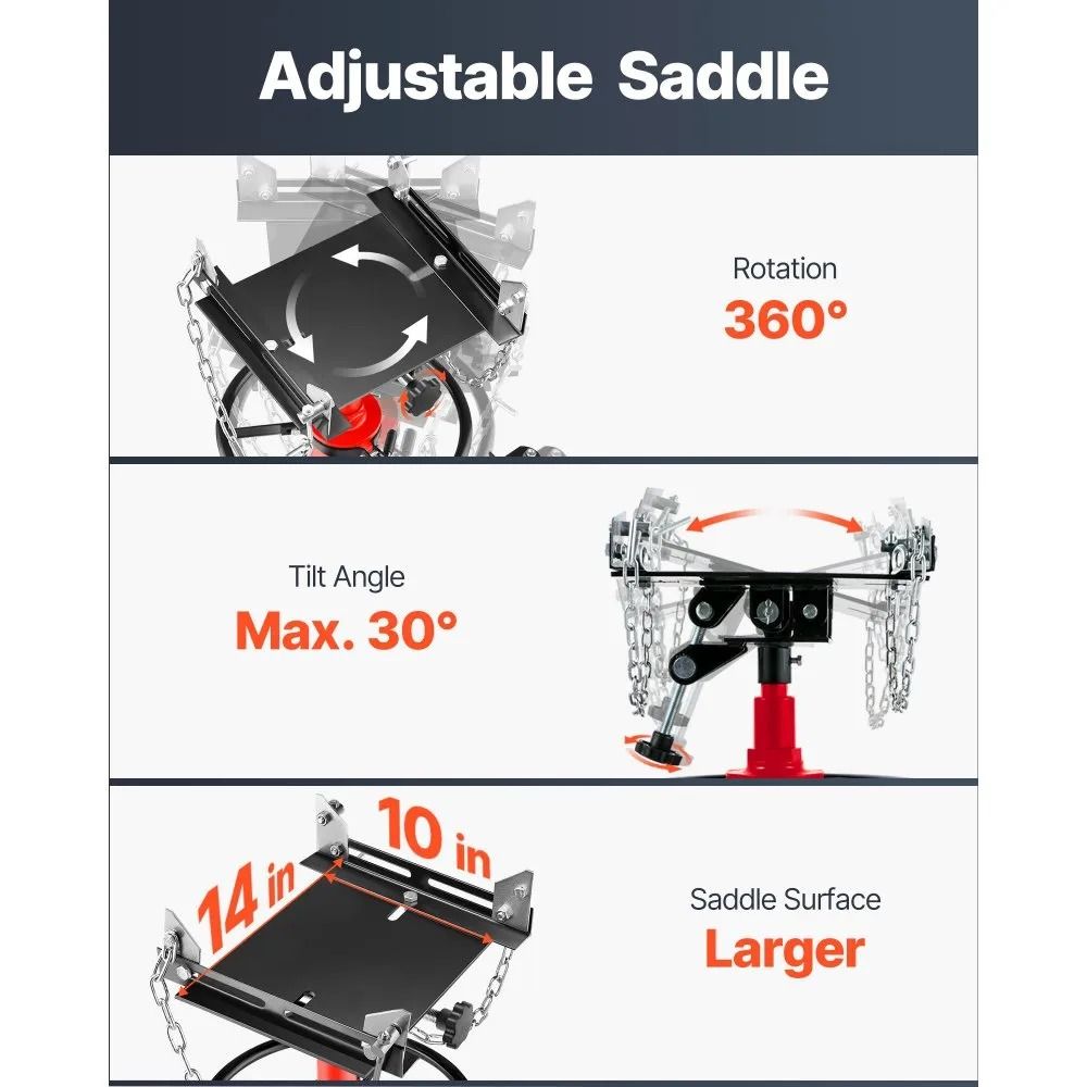 Hydraulic Telescopic Transmission Jack Stage Floor Lift Stand Foot Pedal Operation Swivel Caster Sh