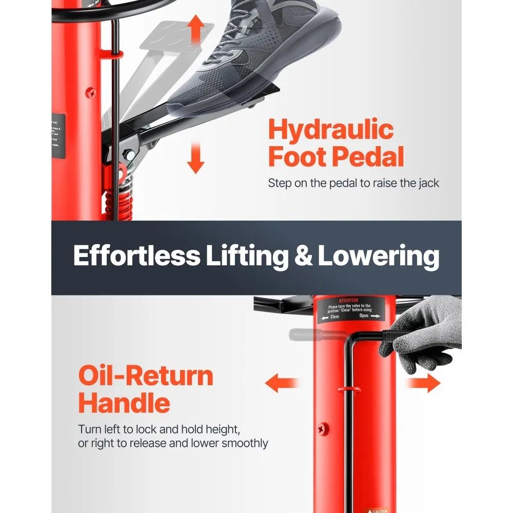 Hydraulic Telescopic Transmission Jack Stage Floor Lift Stand Foot Pedal Operation Swivel Caster Sh