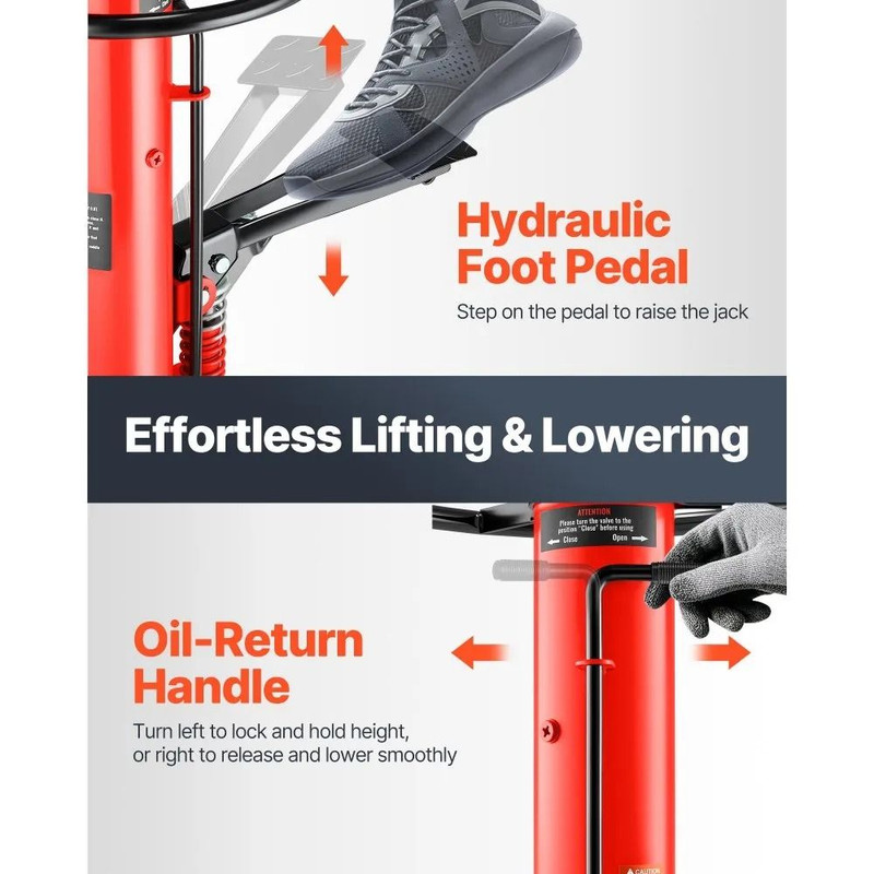 Hydraulic Telescopic Transmission Jack Stage Floor Lift Stand Foot Pedal Operation Swivel Caster Sh