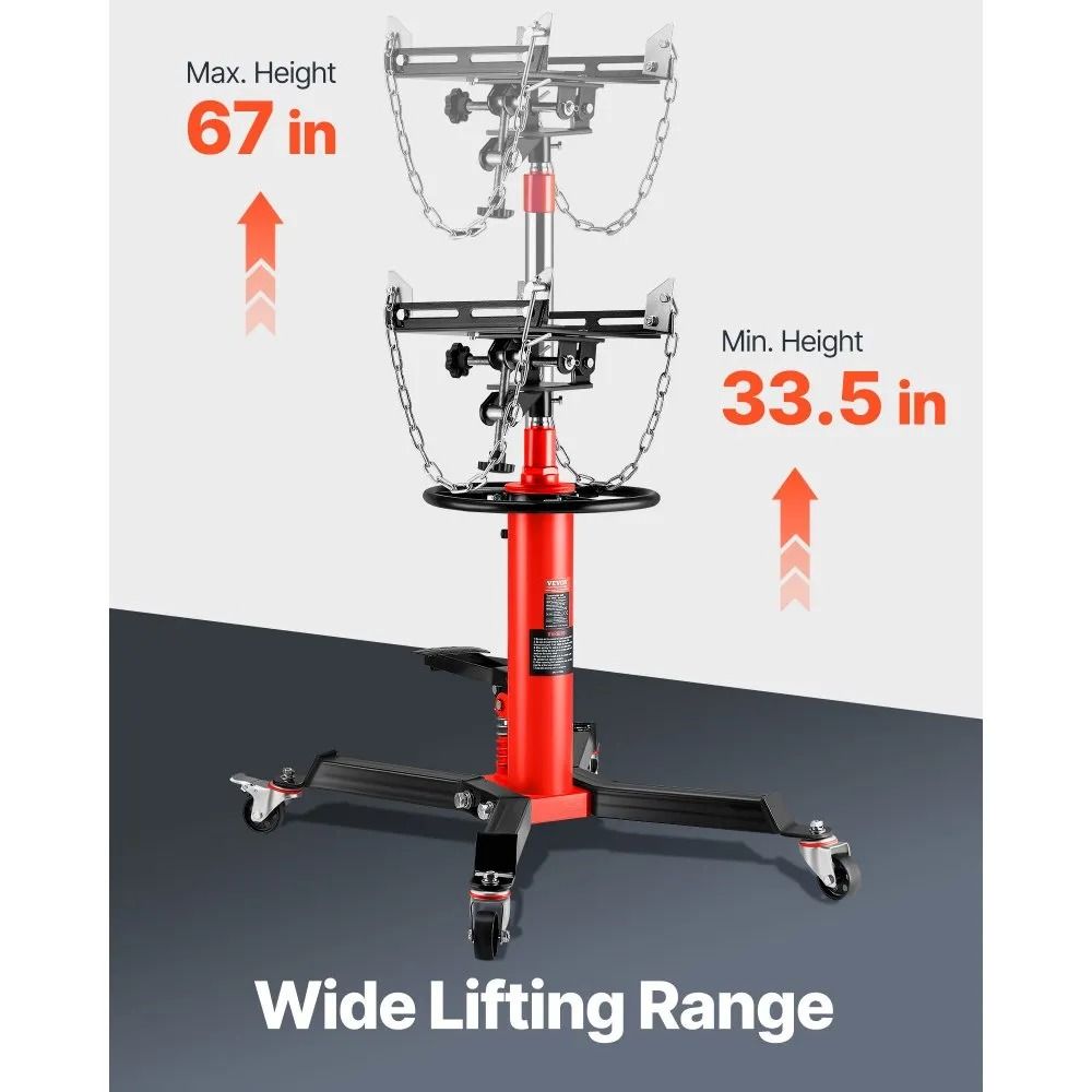 Hydraulic Telescopic Transmission Jack Stage Floor Lift Stand Foot Pedal Operation Swivel Caster Sh