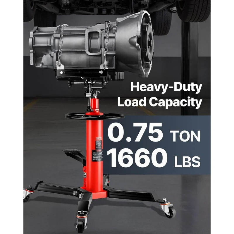 Hydraulic Telescopic Transmission Jack Stage Floor Lift Stand Foot Pedal Operation Swivel Caster Sh