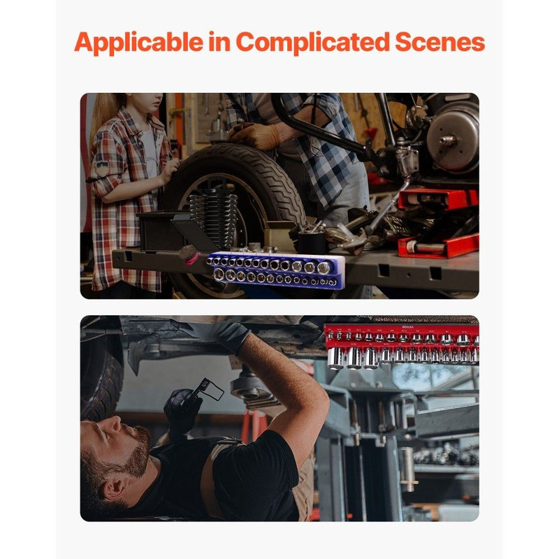 Socket Organizer Set Magnetic Socket Holder Metric SAE Socket Trays With Clear Labels Holds Standar 3