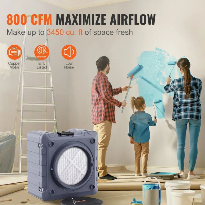 Stackable Negative Air Machine Air Cleaner Carbon Air Scrubber With Stage Filtration For Home Indus 1