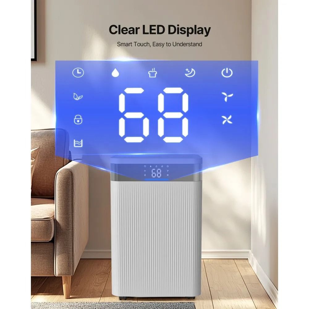 Low Noise Pints Dehumidifier Smart Humidity Control For Home Basement Large Rooms 5