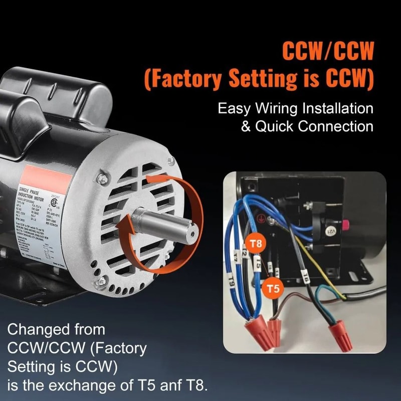 Single Phase Air Compressor Motor Amps HZ Frame CCWCW Rotation 4
