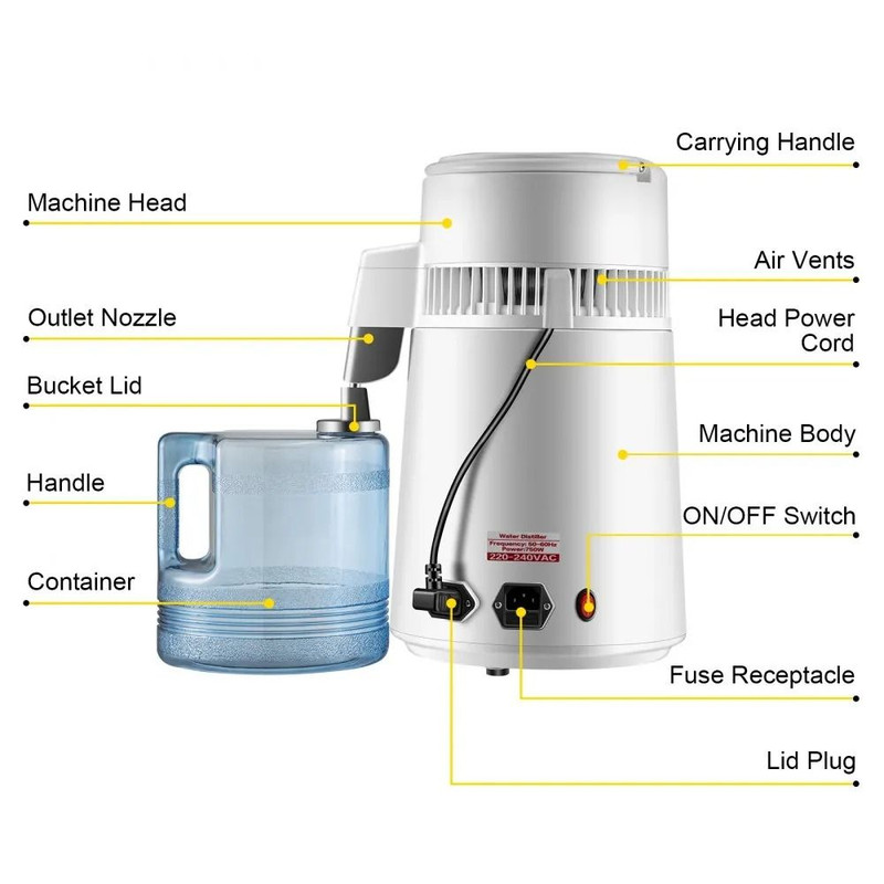 BPA Free Pure Water Distiller Home Purifier Filter Fully Upgraded With Handle Perfect For Daily Use 7