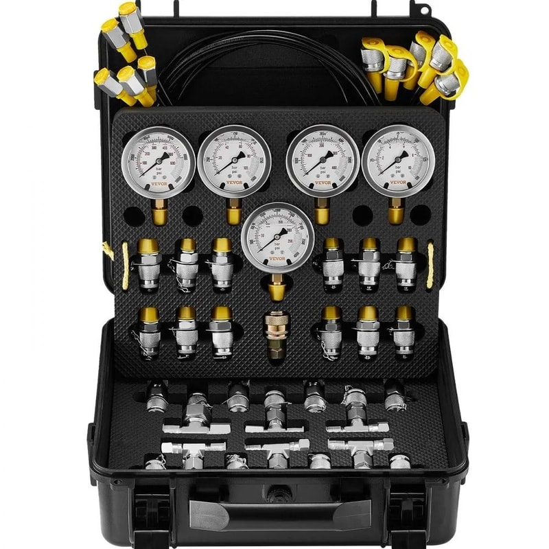 Excavator Hydraulic Test Gauge Set Hydraulic Pressure Test Kit Gauges Couplings Tee Connectors Tes 7