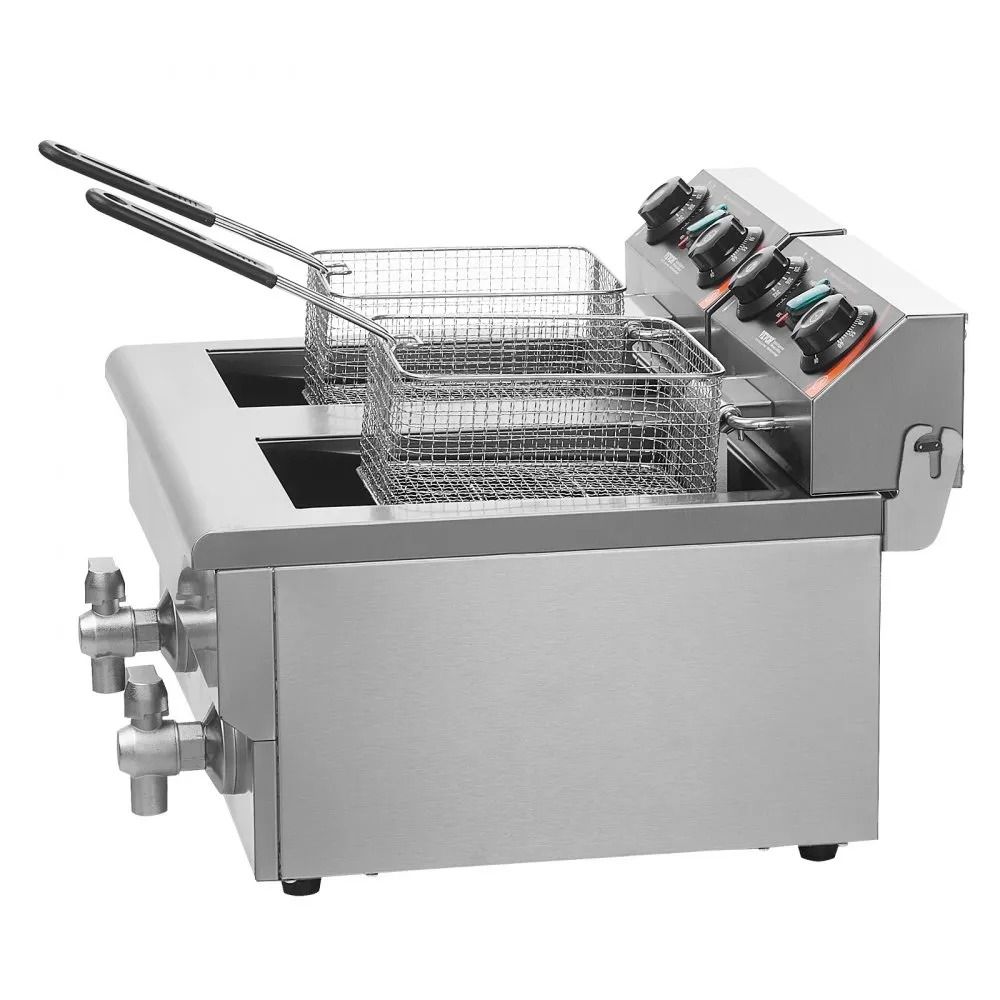 Dual Tank Commercial Electric Deep Fryer Oil Fryer With Basket Stainless Steel Countertop Fryer Ti 8
