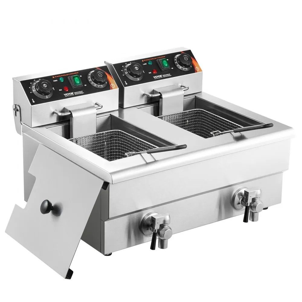Dual Tank Commercial Electric Deep Fryer Oil Fryer With Basket Stainless Steel Countertop Fryer Ti 9