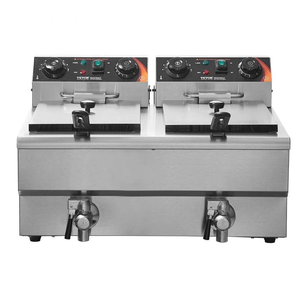 Dual Tank Commercial Electric Deep Fryer Oil Fryer With Basket Stainless Steel Countertop Fryer Ti 10
