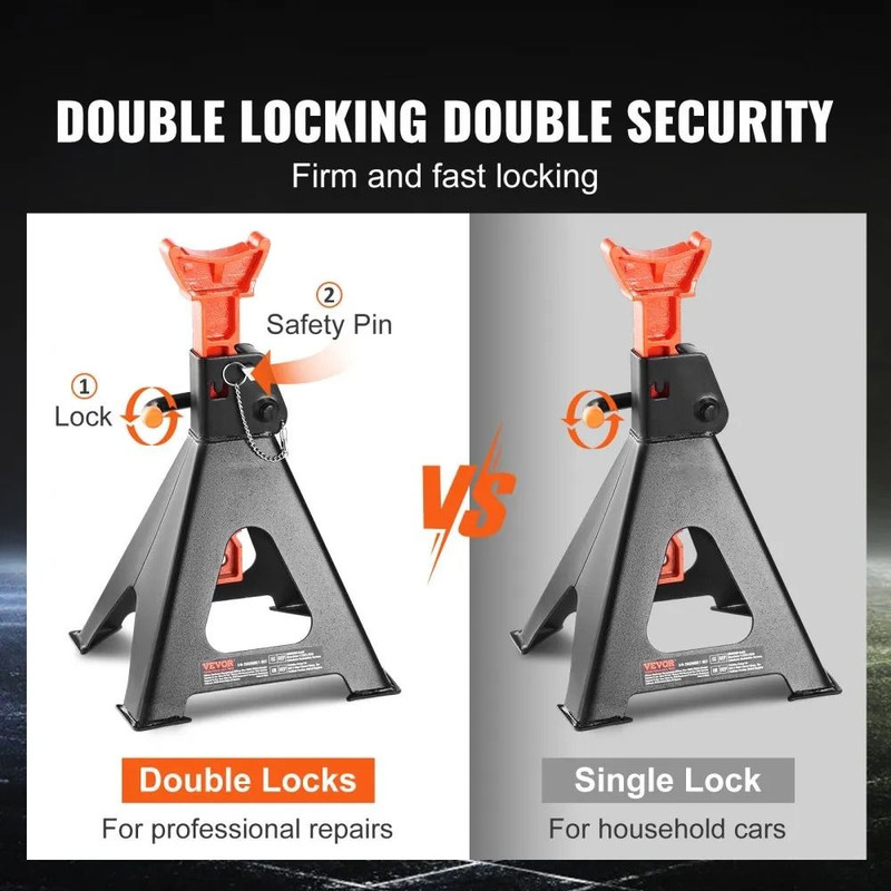 Jack Stands Double Locking Car Jack Stands Adjustable Height For SUV Truck UTV ATV Garage And Works 4