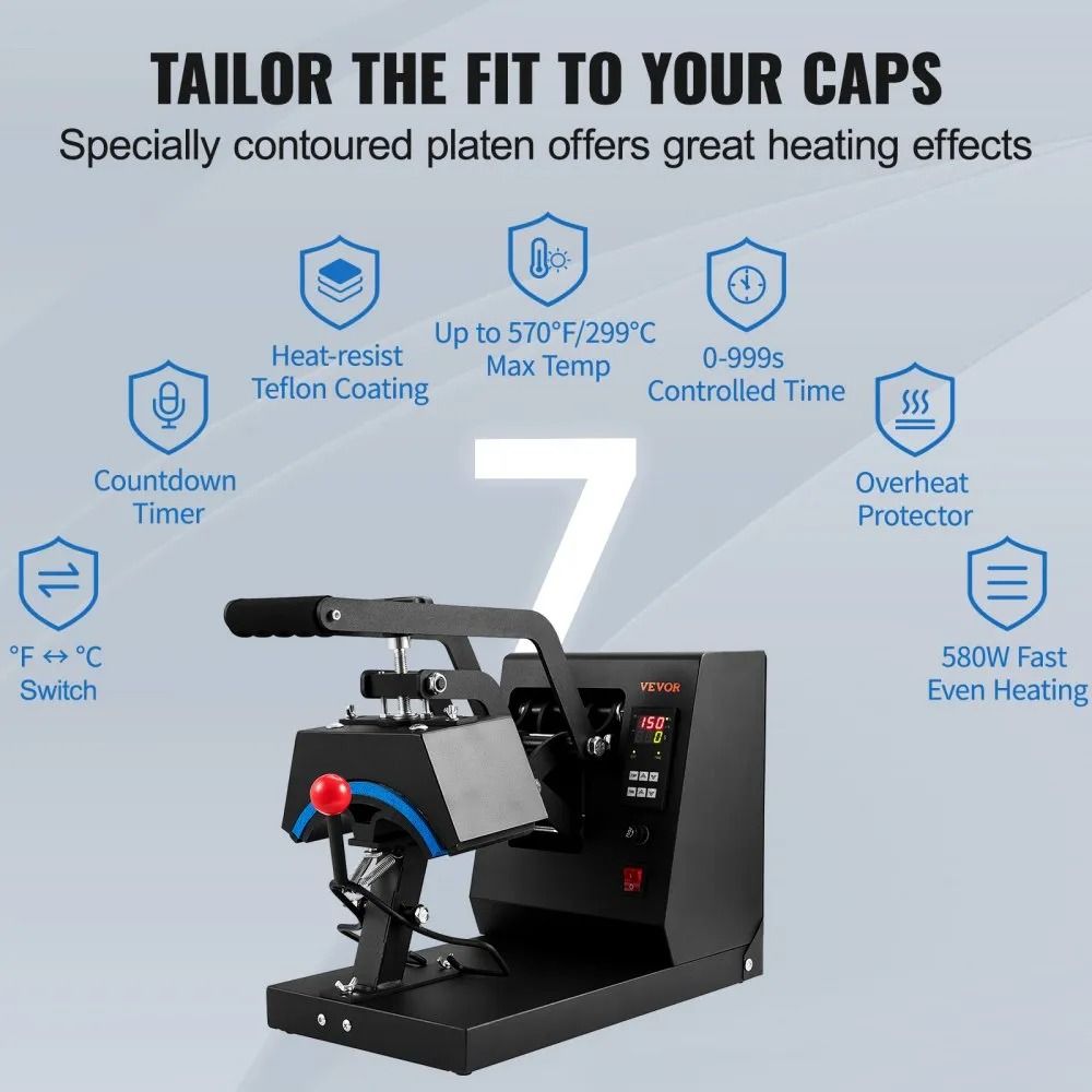 Cap Heat Press Machine Hat Heat Press Sublimation Transfer LCD Digital Timer Temperature Control Cu 3