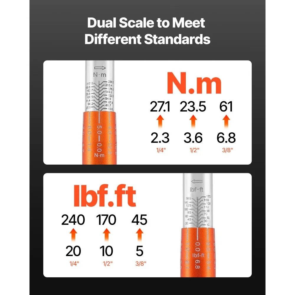 Click Torque Wrench Set Drive DualDirection Dual Range Accuracy Bicycle Repair Tool 3