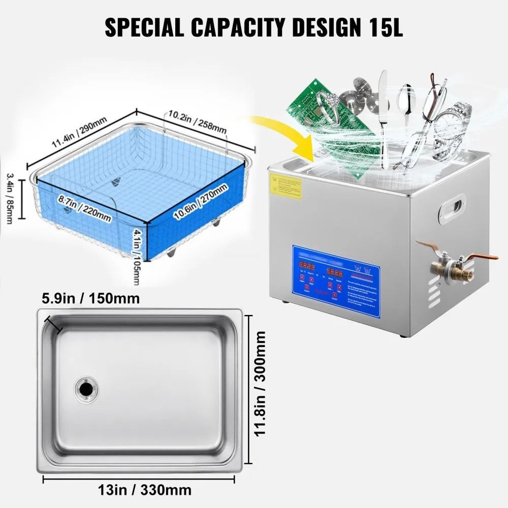 Professional Ultrasonic Cleaner Digital Timer And Heater Industrial Metal Parts Jewelry And Tool Cl 7
