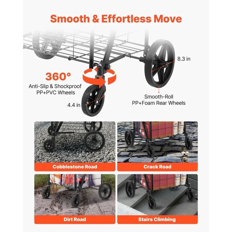 Heavy Duty Folding Shopping Cart Large Capacity Jumbo Grocery Cart With Dual Baskets 360 Swivel Whe 2