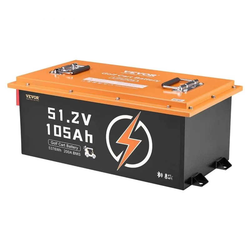 Golf Cart Battery With BMS LiFePO4 Battery Fast Charger Touch Monitor And App Control Plus Cycle 8