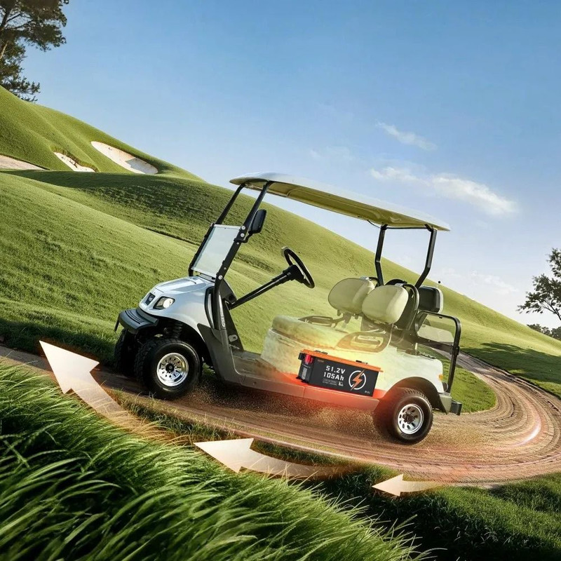Golf Cart Battery With BMS LiFePO4 Battery Fast Charger Touch Monitor And App Control Plus Cycle 6