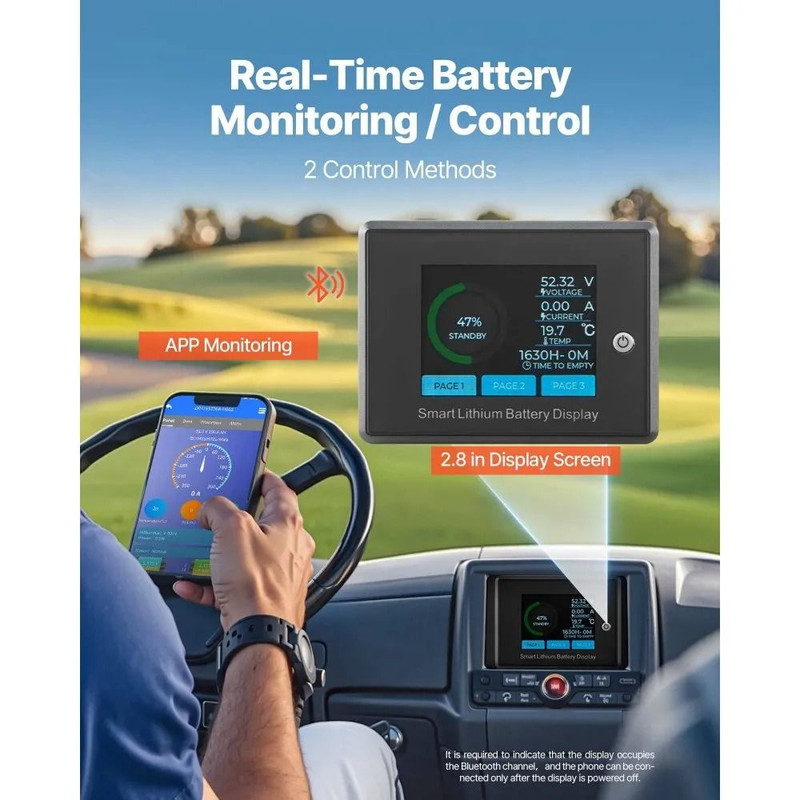 Golf Cart Battery With BMS LiFePO4 Battery Fast Charger Touch Monitor And App Control Plus Cycle 3
