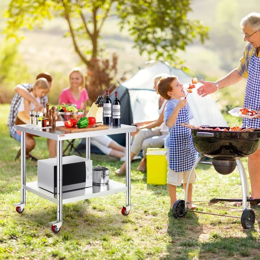 Heavy Duty Stainless Steel Work Table High LBS Load Commercial Prep Table Adjustable Shelf Levels R 6