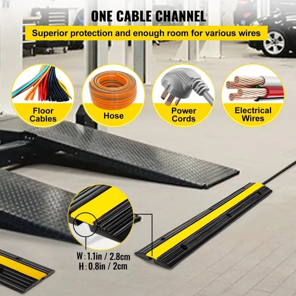 Heavy Duty Cable Protector Ramps Channel Rubber Cord Cover Speed Bump Driveway Hose Cable Ramp Prot 2