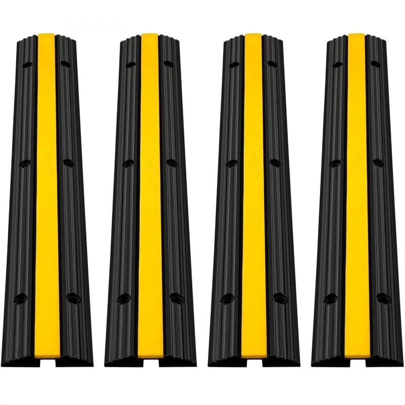 Heavy Duty Cable Protector Ramps Channel Rubber Cord Cover Speed Bump Driveway Hose Cable Ramp Prot 0