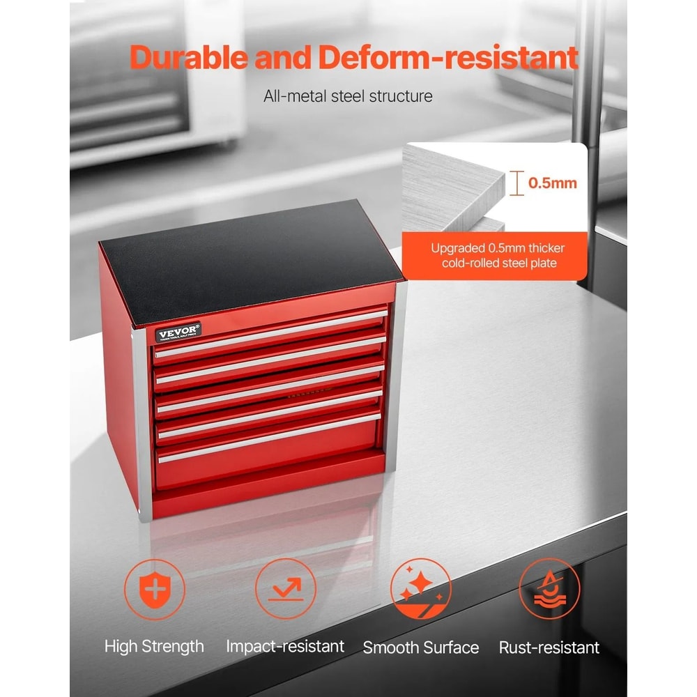 Portable Metal Tool Box With 5 Drawers Mini Tool Chest Organizer For Desk Workshop Home 6