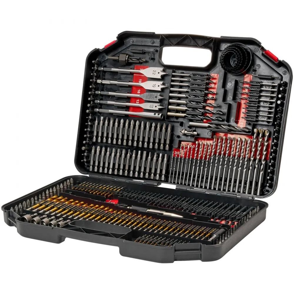 Drill Bit Set Screwdriver Kit For Wood Metal Masonry With Case 1